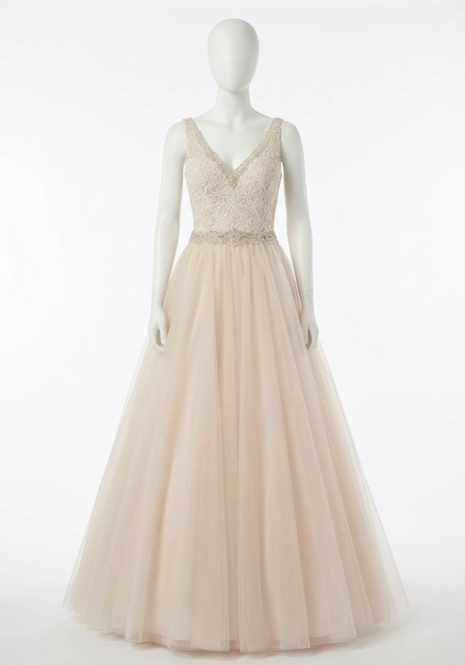 NEW MORILEE v-neck lace ball gown in caramel